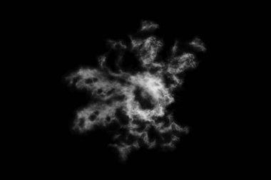 Dokulu bulut, soyut siyah, siyah arkaplanda izole.