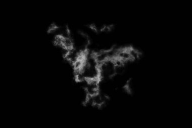 Dokulu bulut, soyut siyah, siyah arkaplanda izole.