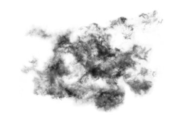 Dokulu Duman, soyut siyah, beyaz arkaplanda izole