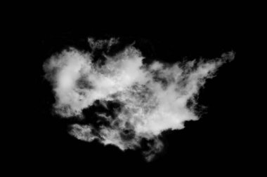 Dokulu bulut, soyut siyah, siyah arkaplanda izole.