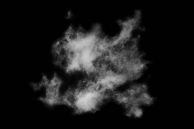 Dokulu bulut, soyut siyah, siyah arkaplanda izole.