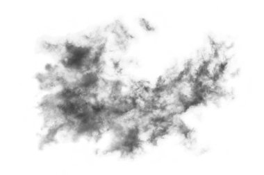 Dokulu Duman, soyut siyah, beyaz arkaplanda izole