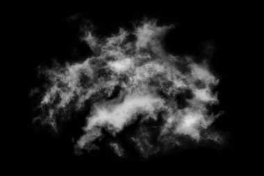 Dokulu bulut, soyut siyah, siyah arkaplanda izole.