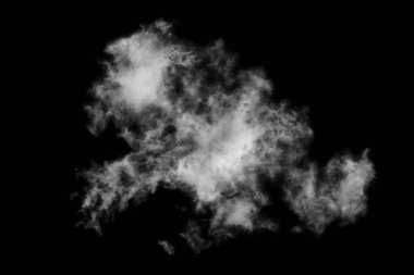 Dokulu bulut, soyut siyah, siyah arkaplanda izole.