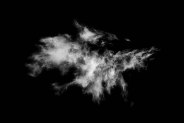 Dokulu bulut, soyut siyah, siyah arkaplanda izole.