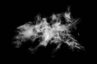 Dokulu bulut, soyut siyah, siyah arkaplanda izole.