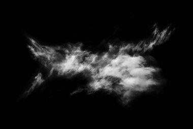 Dokulu bulut, soyut siyah, siyah arkaplanda izole.
