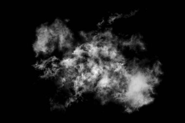 Dokulu bulut, soyut siyah, siyah arkaplanda izole.