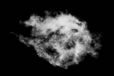 Dokulu bulut, soyut siyah, siyah arkaplanda izole.