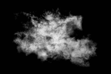 Dokulu bulut, soyut siyah, siyah arkaplanda izole.