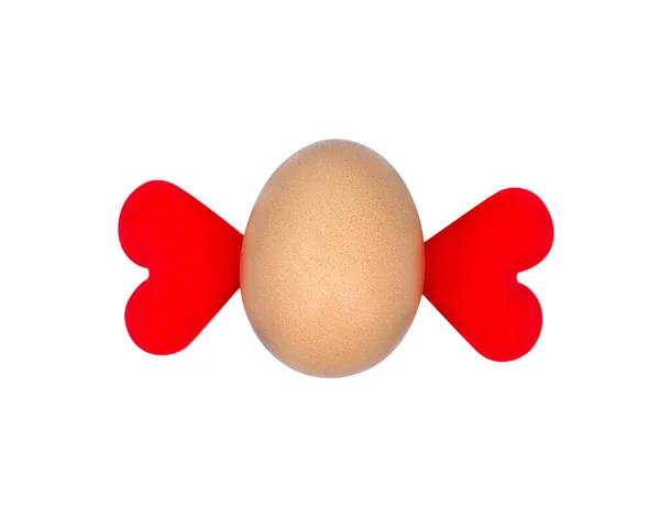 Rosso Forma Cuore Con Uovo Isolato Sfondo Bianco Percorso Ritaglio — Foto Stock