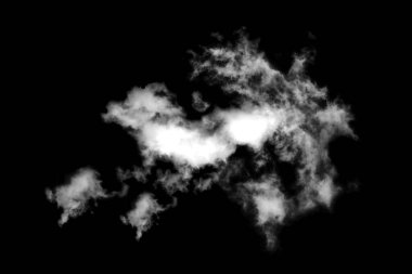 Dokulu bulut, soyut siyah, siyah arkaplanda izole.