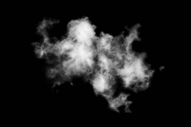 Dokulu bulut, soyut siyah, siyah arkaplanda izole.