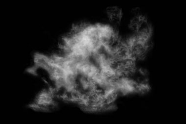 Dokulu bulut, soyut siyah, siyah arkaplanda izole.