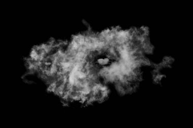 Dokulu bulut, soyut siyah, siyah arkaplanda izole.