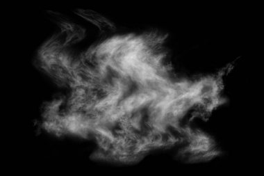 Dokulu bulut, soyut siyah, siyah arkaplanda izole.