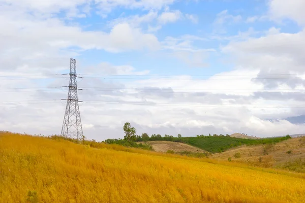 Poste Eléctrico Pradera Dorada — Foto de Stock