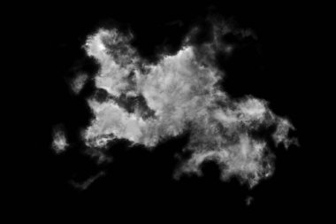 Dokulu bulut, soyut siyah, siyah arkaplanda izole.