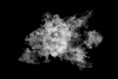 Dokulu bulut, soyut siyah, siyah arkaplanda izole.