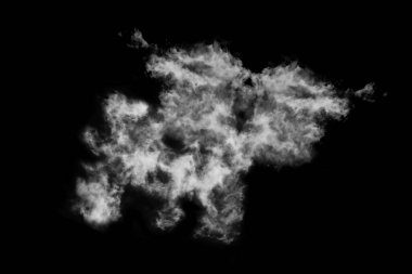 Dokulu bulut, soyut siyah, siyah arkaplanda izole.