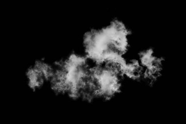 Dokulu bulut, soyut siyah, siyah arkaplanda izole.