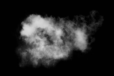 Dokulu bulut, soyut siyah, siyah arkaplanda izole.