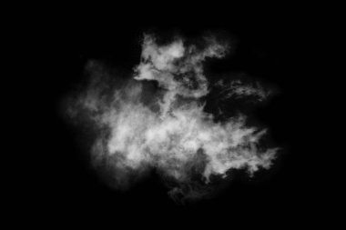 Dokulu bulut, soyut siyah, siyah arkaplanda izole.