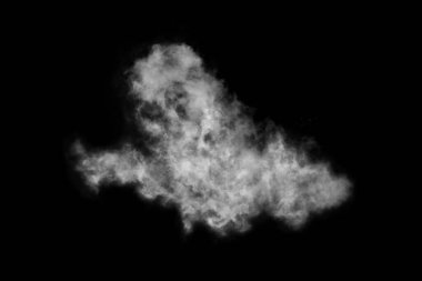 Dokulu bulut, soyut siyah, siyah arkaplanda izole.