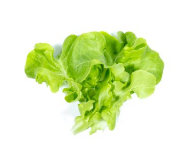 Beyaz arkaplanda tereyağlı marul yaprağı