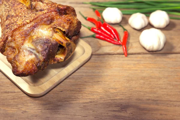 Fried Pork Leg Cooked Chopping Block — Stock Photo, Image