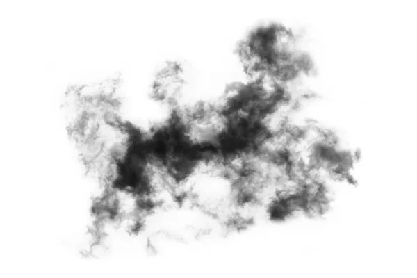 Textured Smoke Abstrait Noir Isolé Sur Fond Blanc — Photo