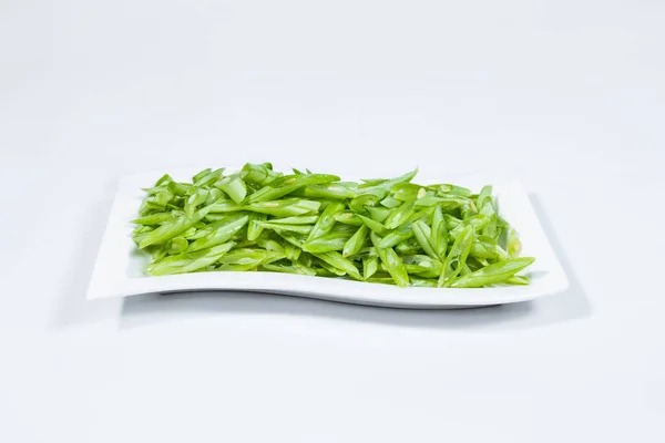 Haricot Vert Avec Plat Sur Fond — Photo