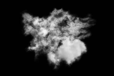 Dokulu bulut, soyut siyah, siyah arkaplanda izole.