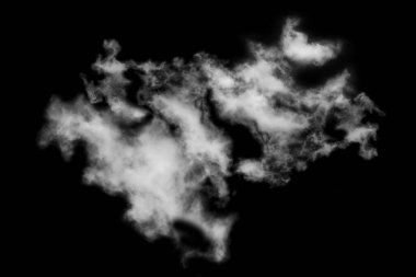 Dokulu bulut, soyut siyah, siyah arkaplanda izole.