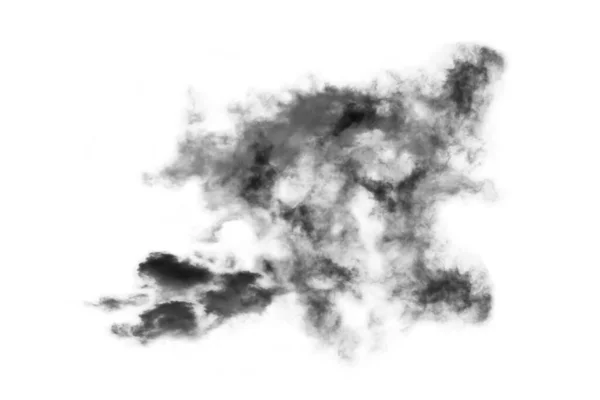 Textured Smoke Abstract Zwart Geïsoleerd Witte Achtergrond — Stockfoto