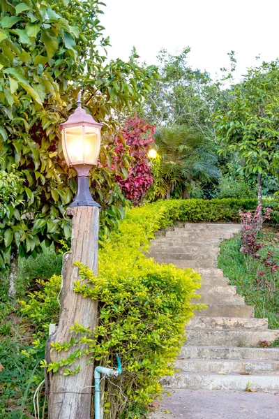 Lámpara Jardín Con Escalera —  Fotos de Stock