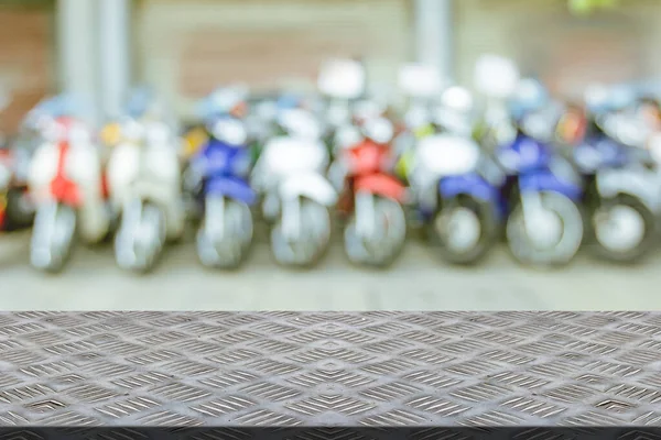 Steel Plate Slip Blur Showroom Motorcycle Background — Stock Photo, Image