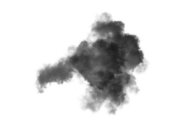 Beyaz arka planda izole edilmiş bulut, desenli duman, fırça bulutları, soyut siyah bulutlar