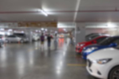 Otoparkın içi bulanık arka plan, soyut bulanık