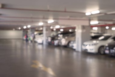 Otoparkın içi bulanık arka plan, soyut bulanık