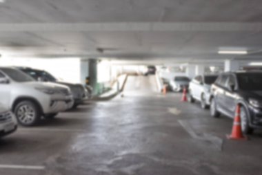 Otoparkın içi bulanık arka plan, soyut bulanık