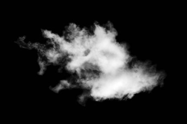 Siyah arkaplanda izole bulutlar, desenli duman, fırça bulutları, soyut siyah