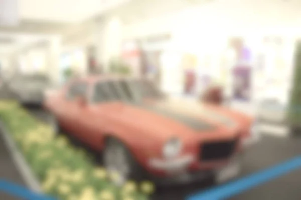 Vintage Car Show Room Blurry Background Abstract Blurred Image — стоковое фото