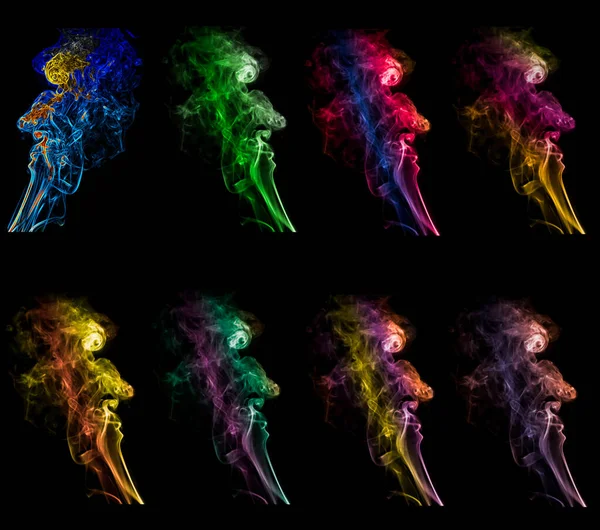 Set Smoke-shaped face, Abstract colorful,Out of focus