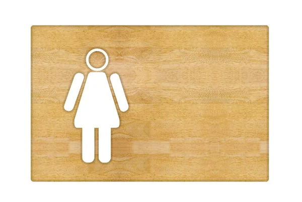 带有白色背景上孤立的女性标志的木制标签 — 图库照片