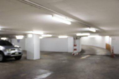 Otoparkın içi bulanık arka plan, soyut bulanık