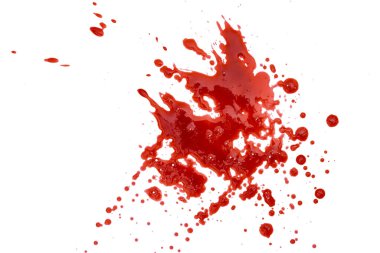 Beyaz, soyut arkaplanda izole edilmiş kırmızı kan damlaları