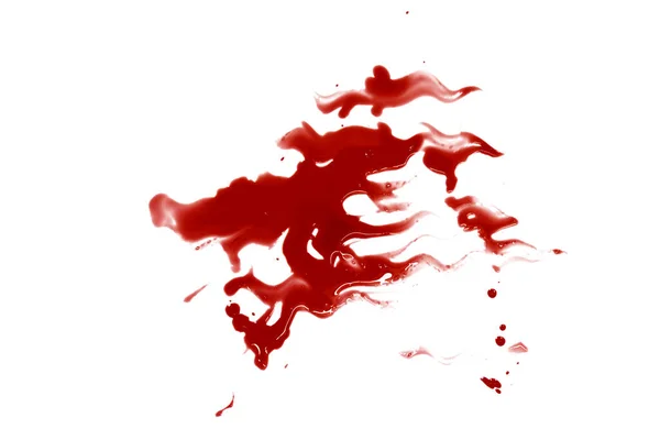 Gotas Sangre Roja Aisladas Sobre Fondo Blanco Abstracto — Foto de Stock