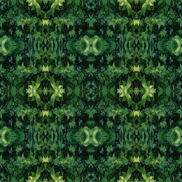 緑の葉のパターンと水のドロップ 秋の植物の葉の背景 シームレスなパターン — ストック写真