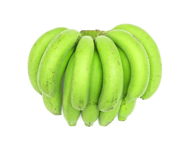 Groene Bananen Geïsoleerd Witte Achtergrond — Stockfoto